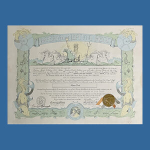 Franklin Roosevelt, Shellback Certificate Partly Printed Document, Signed
