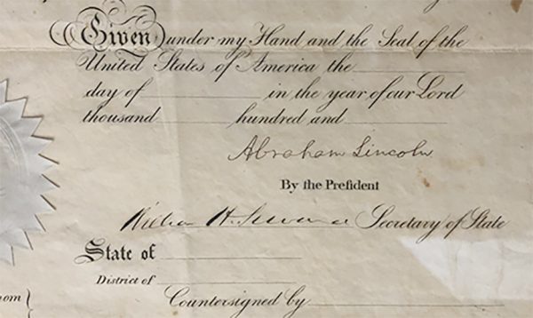 Abraham Lincoln Ship's Paper