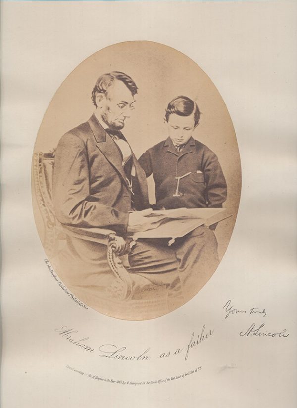 Abraham and Tad Lincoln Albumen Photograph