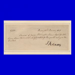 John Adams, MSS Receipt