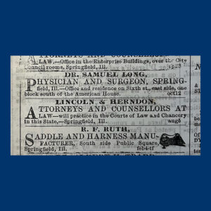 Abraham Lincoln, Lincoln Herndon Law Firm Advertisment