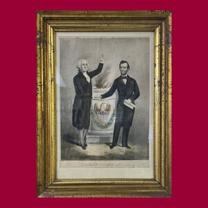 (Print) Currier & Ives, Washington and Lincoln: The Father and Savior of Our Country