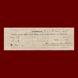 Andrew Jackson, Printed Document Signed, Check