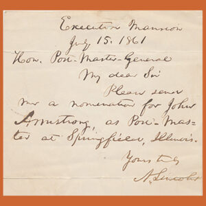 Abraham Lincoln, Autograph Letter, Signed