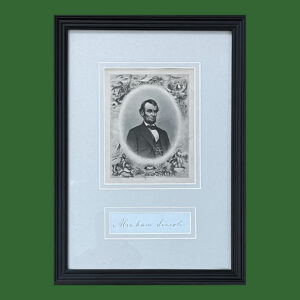 Abraham Lincoln Signature, Framed with Engraving