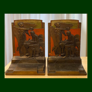 Abraham Lincoln Bookends, Pompeian Bronze, c1925