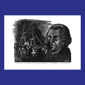 Charles Turzak, John Adams, Taxation Without Representation, Woodcut Print