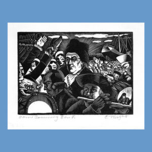 Charles Turzak, Home Coming of Benjamin Franklin, Woodcut Print