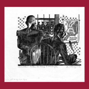 Charles Turzak, Alexander Hamilton, Aide de Camp to Washington, Woodcut Print