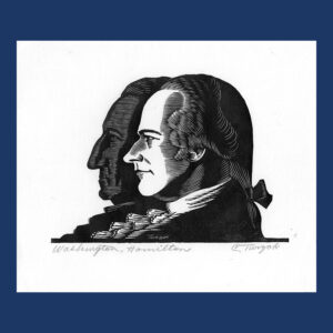 Charles Turzak, Alexander Hamilton & George Washington in Profile, Woodcut Print