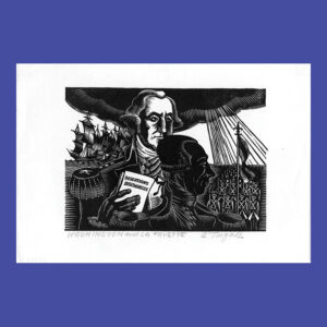 Charles Turzak, Washington and LaFayette, Woodcut Print