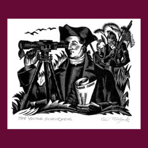 Charles Turzak, George Washington, The Young Surveyor, Woodcut Print