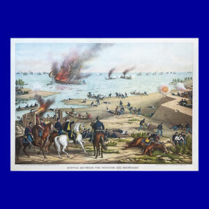 Kurz & Allison Chromolithograph, The Battle Between the Monitor and the Merrimac