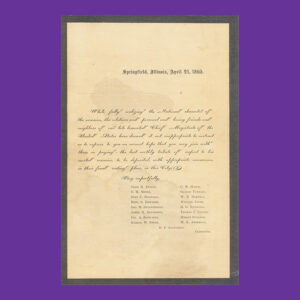 Lincoln Funeral, Invitation to the Springfield Funeral