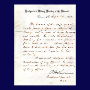 Philip Sheridan, Manuscript Letter, Signed