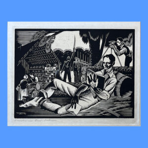 Charles Turzak, Lincoln In New Salem, Woodcut Signed