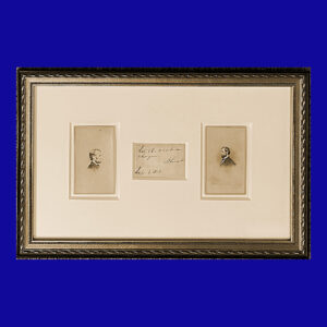 Abraham Lincoln, Note Signed, With Two Rare Cartes, Framed