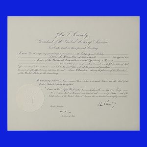 John F. Kennedy, Partly Printed Document, Signed as President