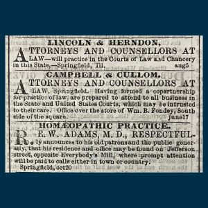 Abraham Lincoln, Lincoln Herndon Law Firm Advertisement