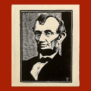 Charles Turzak, Abe Lincoln, Woodcut Print